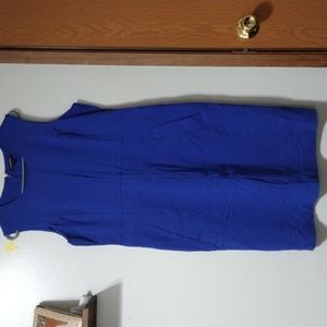 Lands End Blue Sleeveless Dress w Pockets
